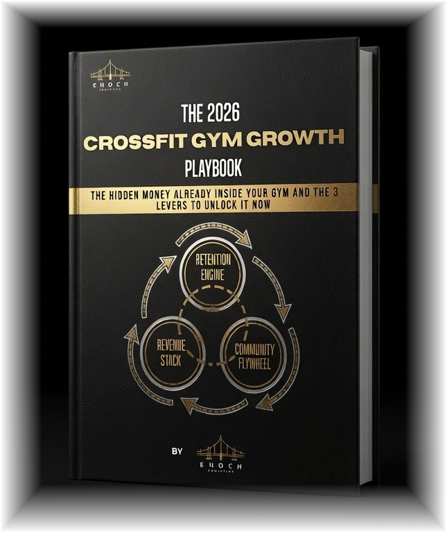 The 2026 CrossFit Gym Growth Playbook, hardcover mockup: the hidden money already inside your gym and the 3 levers to unlock it now